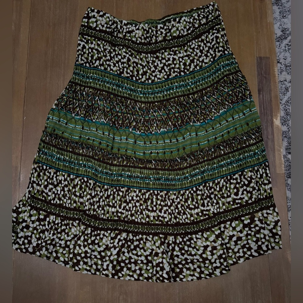 Sunny Leigh Green and Black Patterned Maxi Skirt